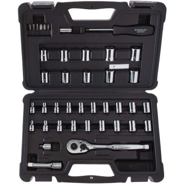 Stanley Standard/Metric 3/8 In. Drive Combination Ratchet & Socket Set (40-Piece)