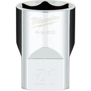 Milwaukee 1/2 In. Drive 21 mm 6-Point Shallow Metric Socket with FOUR FLAT Sides