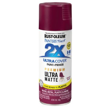 12 Oz Rust-Oleum 331189 Harvest Grape Painter's Touch 2X Ultra Cover Paint + Primer Spray Paint, Matte