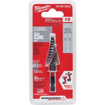Milwaukee Shockwave Impact Duty 3/16 In. - 3/4 In. #3 Step Drill Bit, 10 Steps