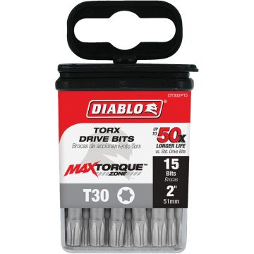 Diablo T30 TORX 2 In. Power Impact Screwdriver Bit (15-Pack)