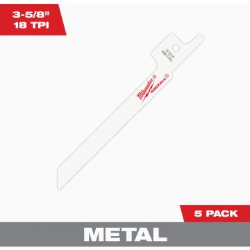 Milwaukee SAWZALL 3-5/8 In. 18 TPI Metal Scrolling Reciprocating Saw Blade (5-Pack)