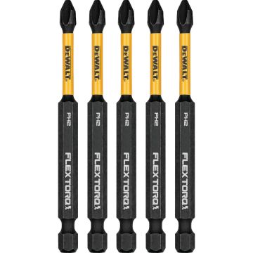 DEWALT FlexTorq 3-1/2 In. #2 Phillips Power Impact Screwdriving Bit (5-Pack)