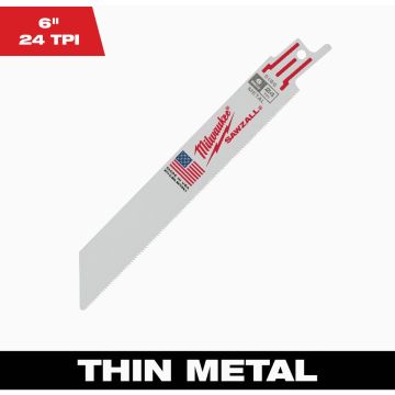 Milwaukee SAWZALL 6 In. 24 TPI Metal Reciprocating Saw Blade, Bulk