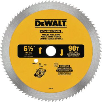 DEWALT 6-1/2 In. 90-Tooth Vinyl & Paneling Steel Circular Saw Blade