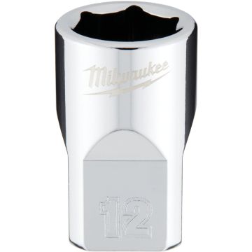 Milwaukee 3/8 In. Drive 12 mm 6-Point Shallow Metric Socket with FOUR FLAT Sides