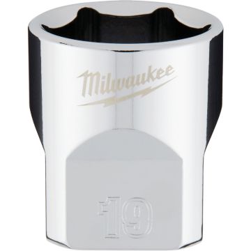 Milwaukee 3/8 In. Drive 19 mm 6-Point Shallow Metric Socket with FOUR FLAT Sides