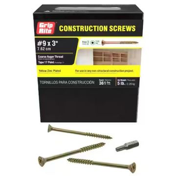 #9 x 3" Star Drive Dual Flat Head Coarse Thread Construction Screws 5 lb