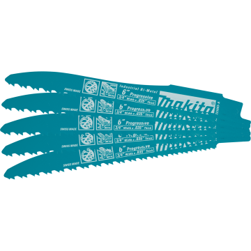 Makita 6" Recipro Saw Blade, Progressive, 5-Pack