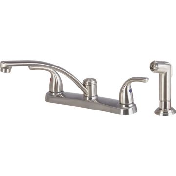 Home Impressions 2-Handle Metal Lever Kitchen Faucet with Side Spray, Brushed Nickel