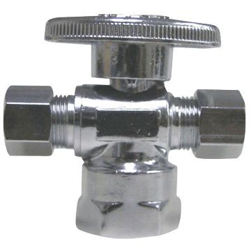 ProLine 1/2 In. FIP x 3/8 In. C x 3/8 In. C Chrome Plated Brass Dual Outlet Stop