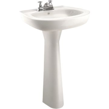 Cato Jazmin White Vitreous China Pedestal Sink with 4 In. Faucet Centers