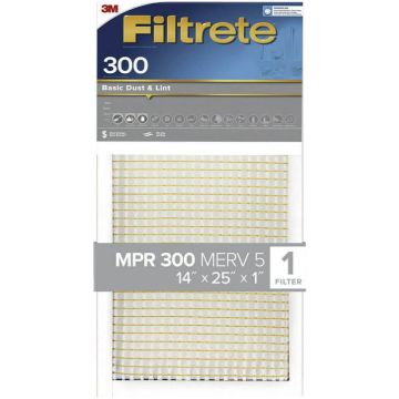 Filtrete 14 In. x 25 In. x 1 In. 300 MPR Basic Dust & Lint Furnace Filter, MERV 5