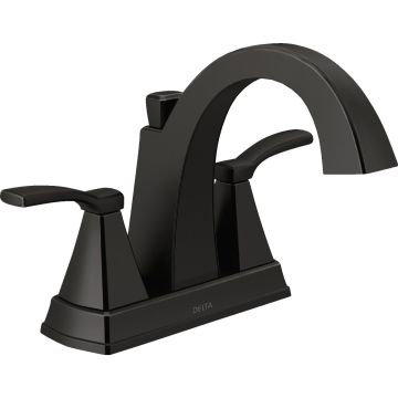 Delta Flynn Matte Black 2-Handle Lever Centerset Bathroom Faucet with Pop-Up