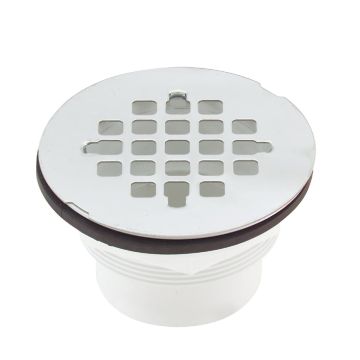Jones Stephens 2 In. PVC Solvent Weld Shower Drain with 4-1/4 In. Stainless Steel Strainer