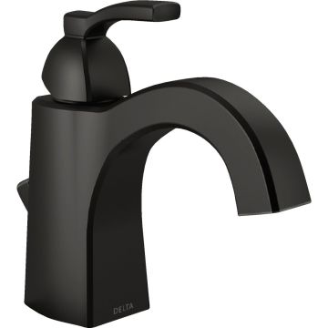 Delta Flynn Matte Black 1-Handle Lever Centerset Bathroom Faucet with Pop-Up