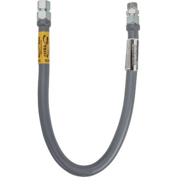 Dormont Ultra Flow 1-1/4 In. OD x 24 In. Stainless Steel Gas Connector, 1 In. Male x 1 In. Female (Tapped 3/4 In. Female)