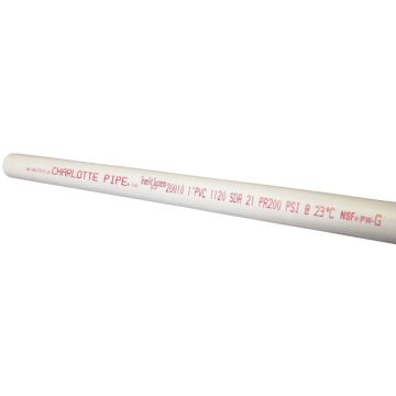 Charlotte Pipe 1 In. x 10 Ft. Cold Water PVC Pressure Pipe, SDR 21