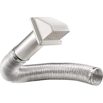 Lambro 4 In. x 8 Ft. Semi-Rigid Duct Exhaust Through-Wall Dryer Vent Kit, White (5-Piece)