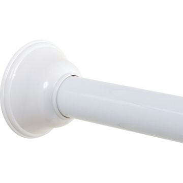 Zenna Home Straight 44 In. to 72 In. Adjustable Tension Finial Shower Rod in White