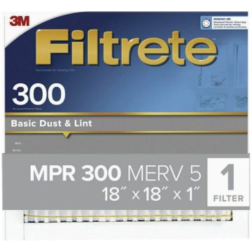 Filtrete 18 In. x 18 In. x 1 In. 300 MPR Basic Dust & Lint Furnace Filter, MERV 5