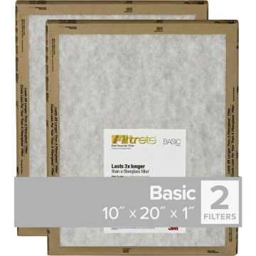 Filtrete 10 In. x 20 In. x 1 In. Basic MPR Flat Panel Furnace Filter, MERV 2 (2-Pack)
