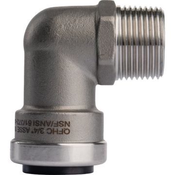 QuickFitting 3/4 In. Push-to-Connect x 3/4 In. MNPT Stainless Steel 90-Degree Elbow