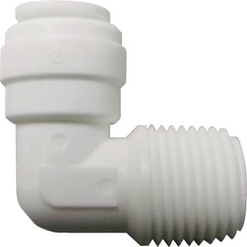 Watts Aqualock 1/4 In. OD x 1/4 In. MNPT 90 Deg. Push-to-Connect Plastic Elbow (1/4 Bend)