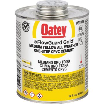 Oatey FlowGuard Gold 32 Oz. Medium Bodied Yellow All Weather One-Step CPVC Cement