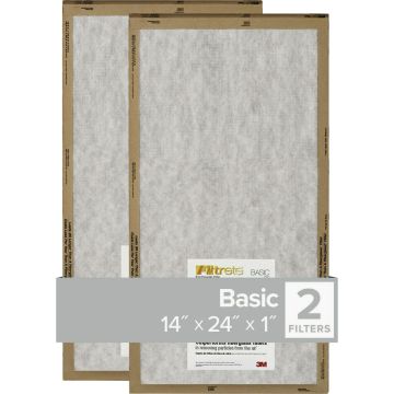Filtrete 14 In. x 24 In. x 1 In. Basic MPR Flat Panel Furnace Filter, MERV 1 (2-Pack)