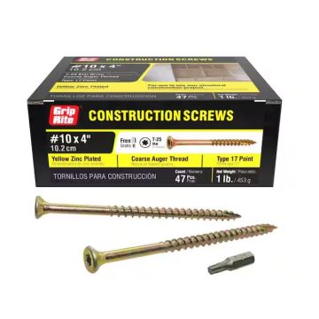 #10 x 4" Star Drive Dual Flat Head Coarse Construction Screw 1 lb