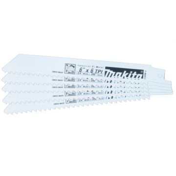 6" Wood Cutting Recipro Saw Blades, 6TPI, 5-Pack