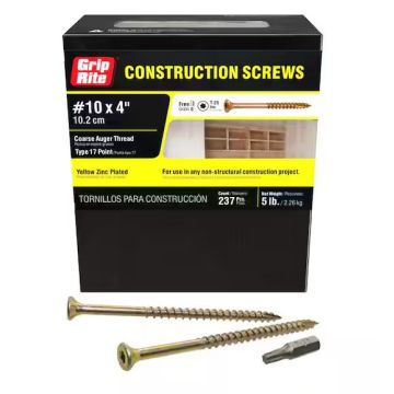 #10 x 4" Star Drive Dual Flat Head Coarse Construction Screw 5lb
