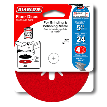 Diablo Tool 5" 24-Grit Fiber Discs for Metal 4-Pack