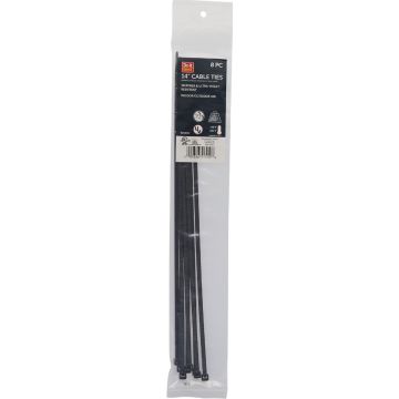 Do it Best 14 In. x 0.189 In. Black Molded Nylon Weather Resistant Cable Tie (8-Pack)