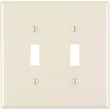 Leviton 2-Gang Plastic Oversized Toggle Switch Wall Plate, Light Almond