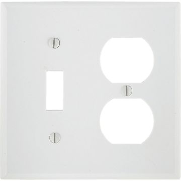Leviton Oversized 2-Gang Thermoset Single Toggle/Duplex Outlet Wall Plate, White