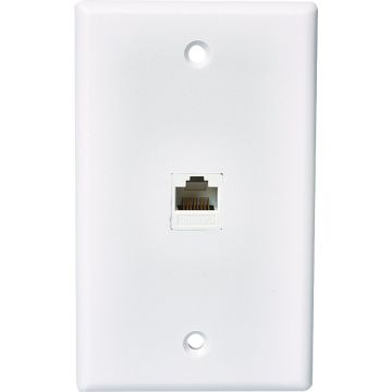 RCA White Flush Mount Plastic CAT 5E/6 Data & Phone Wall Jack