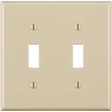 Leviton 2-Gang Thermoplastic Nylon Toggle Switch Wall Plate, Light Almond