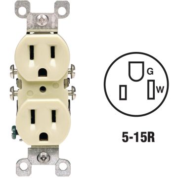 Leviton 15A Ivory Residential Grade 5-15R Copper/Aluminum Duplex Outlet