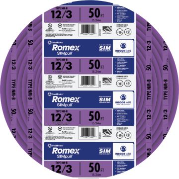 Romex 50 Ft. 12/3 Solid Purple NMW/G Electrical Wire