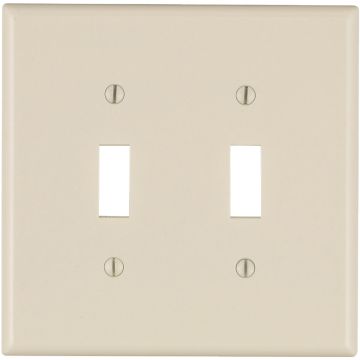 Leviton 2-Gang Smooth Plastic Mid-Way Toggle Switch Wall Plate, Light Almond