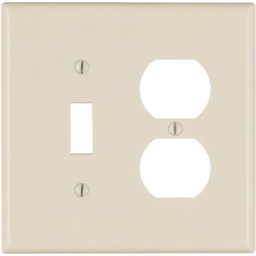 Leviton Mid-Way 2-Gang Thermoset Single Toggle/Duplex Outlet Wall Plate, Light Almond