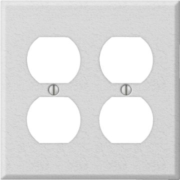 Amerelle PRO 2-Gang Stamped Steel Outlet Wall Plate, White Wrinkle