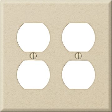 Amerelle PRO 2-Gang Stamped Steel Outlet Wall Plate, Ivory Wrinkle