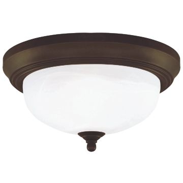 anarm 13 In. Oil Rubbed Bronze Incandescent Flush Mount Ceiling Light Fixture with Alabaster Glass