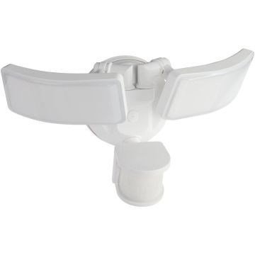 White Motion Sensing Twin Swivel Head LED Floodlight Fixture