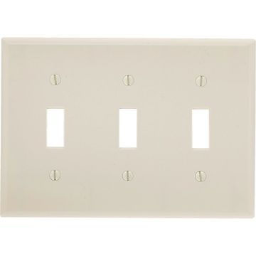 Leviton 3-Gang Plastic Toggle Switch Wall Plate, Light Almond