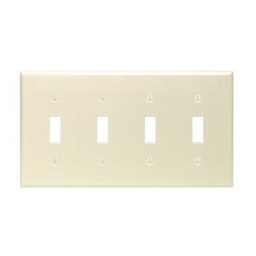 Leviton 4-Gang Plastic Toggle Switch Wall Plate, Ivory