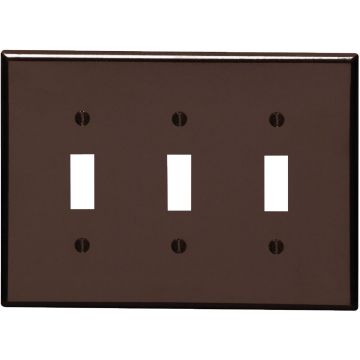 Leviton 3-Gang Smooth Plastic Mid-Way Toggle Switch Wall Plate, Brown